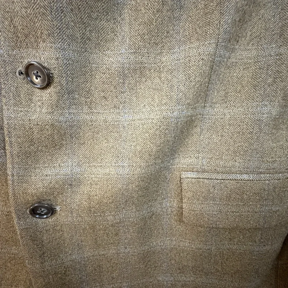 Calvin Klein Men's 46R (~48R) Brown Windowpane Sport Coat Wool Cashmere Canada